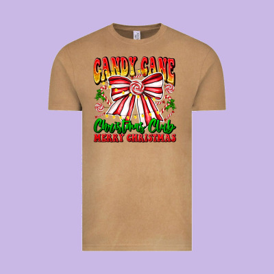 Candy Cane Christmas Club Vintage Tee Designed By Cowhidedigitalart
