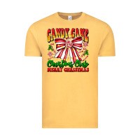 Vintage Mustard Candy Cane Christmas Club Vintage Tee - CowhideDigitalArt