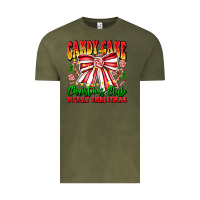 Vintage Olive Candy Cane Christmas Club Vintage Tee - CowhideDigitalArt