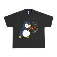 Pigment Black penguin playing violin animal Urban Heavy Tee - linhVisuals