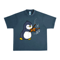 Midnight Navy penguin playing violin animal Urban Heavy Tee - linhVisuals