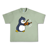 Oil Green penguin playing violin animal Urban Heavy Tee - linhVisuals