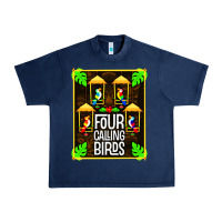 Navy four calling birds Urban Heavy Tee - linhVisuals