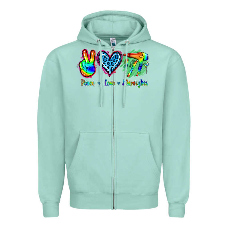 Peace Love Hairstylist Zipper Hoodie by Jasminsmagicworld | Teevron