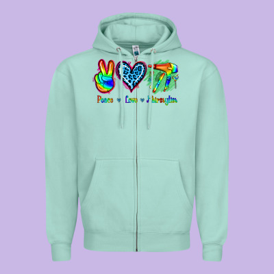 Peace Love Hairstylist Zipper Hoodie Designed By Jasminsmagicworld