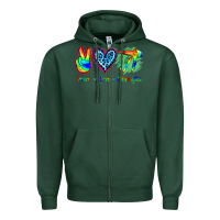 Sports Green Peace Love Hairstylist Zipper Hoodie - Jasminsmagicworld