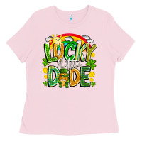 Bubblegum Pink Lucky Little Dude Ladies Tee - CowhideDigitalArt