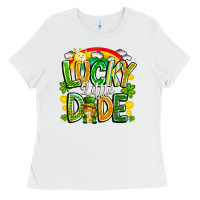 White Lucky Little Dude Ladies Tee - CowhideDigitalArt