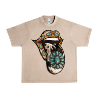 French Oak Turquoise Gemstone Leopard Cowhide Tongue Urban Heavy Tee - Jasminsmagicworld