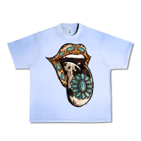 Grape Ice Turquoise Gemstone Leopard Cowhide Tongue Urban Heavy Tee - Jasminsmagicworld