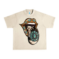 Sandshell Turquoise Gemstone Leopard Cowhide Tongue Urban Heavy Tee - Jasminsmagicworld