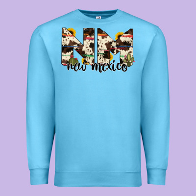 New Mexico State Cowhide Serape Cactus Premium Sweatshirt Designed By Ranaportraitstore