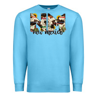 Ocean Blue new mexico state cowhide serape cactus Premium Sweatshirt - RanaPortraitStore