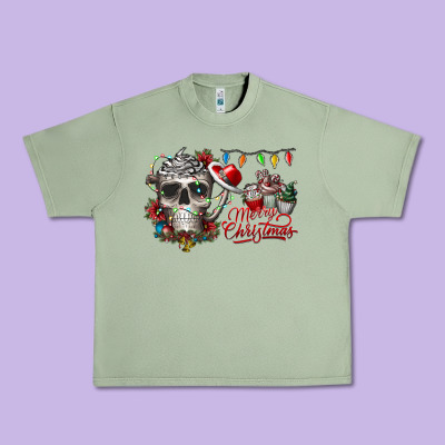 Merry Christmas  Skull Urban Heavy Tee Designed By Cowhidedigitalart