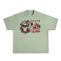 Oil Green Merry Christmas  skull Urban Heavy Tee - CowhideDigitalArt