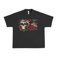 Pigment Black Merry Christmas  skull Urban Heavy Tee - CowhideDigitalArt