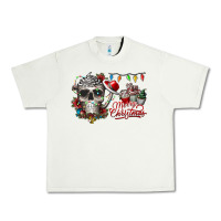 Pistachio Merry Christmas  skull Urban Heavy Tee - CowhideDigitalArt