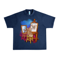 Navy french bulldog painting bulldog artist art animals graphic long sleeve Urban Heavy Tee - linhVisuals