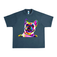 Midnight Navy frenchie french bulldog pop art portrait bouledogue t shirt Urban Heavy Tee - linhVisuals