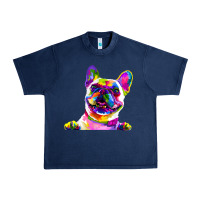 Navy frenchie french bulldog pop art portrait bouledogue t shirt Urban Heavy Tee - linhVisuals