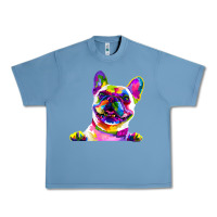 Pebble Blue frenchie french bulldog pop art portrait bouledogue t shirt Urban Heavy Tee - linhVisuals