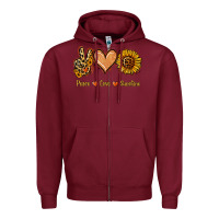 Burgundy Peace Love Sunshine Zipper Hoodie - Jasminsmagicworld