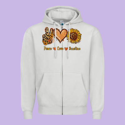 Peace Love Sunshine Zipper Hoodie Designed By Jasminsmagicworld