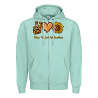 Seafoam Peace Love Sunshine Zipper Hoodie - Jasminsmagicworld