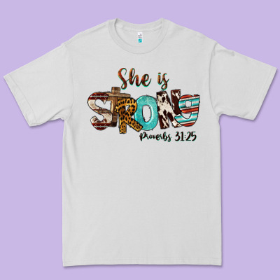 She Is Strong Proverbs 31 25 Premium Tee Designed By Fadigitalartstudio