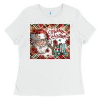 White merry christmas y'all Ladies Tee - CowhideDigitalArt