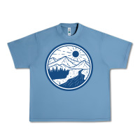 Pebble Blue River Mountain Badge Urban Heavy Tee - linhVisuals