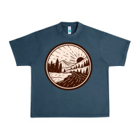 Midnight Navy River Forest Brown Urban Heavy Tee - linhVisuals