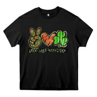 Black peace love shamrock Heavy Core Tee - FaDigitalArtStudio