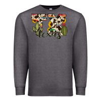Charcoal Heather texas state cowhide serape cactus Premium Sweatshirt - RanaPortraitStore
