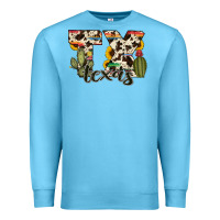Ocean Blue texas state cowhide serape cactus Premium Sweatshirt - RanaPortraitStore