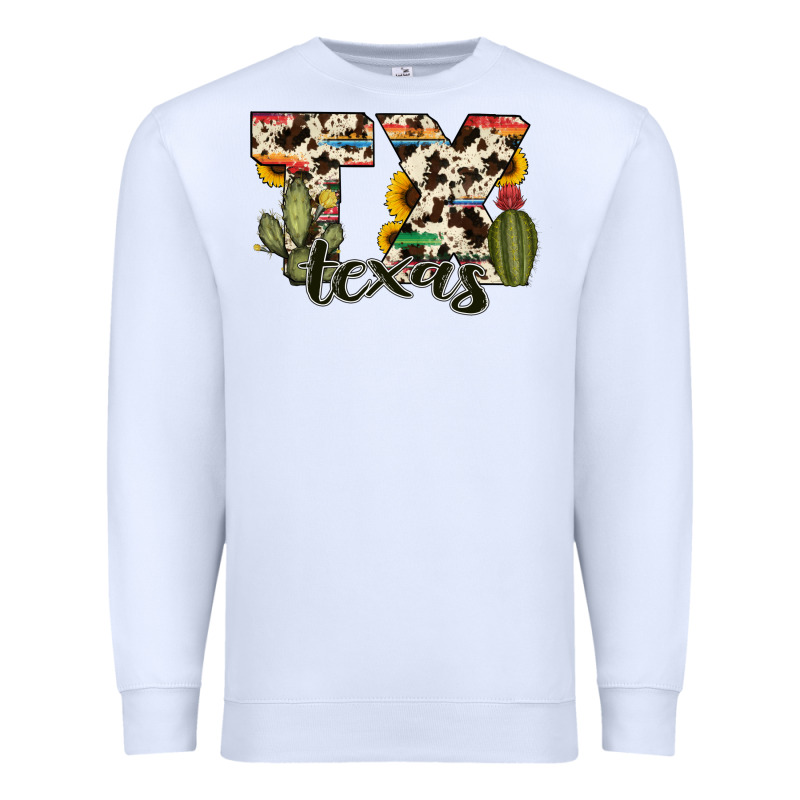 Texas State Cowhide Serape Cactus Premium Sweatshirt by RanaPortraitStore | Teevron