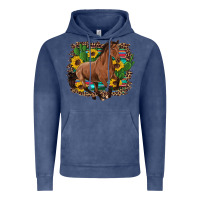 Vintage Denim western horse cactus sunflowers serape leopard  turquoise wooden Vintage Hoodie - Artiststas