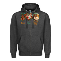 Charcoal Heather Peace Love Guinea Pigs Zipper Hoodie - Jasminsmagicworld