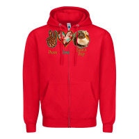 Red Peace Love Guinea Pigs Zipper Hoodie - Jasminsmagicworld