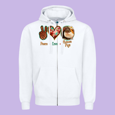 Peace Love Guinea Pigs Zipper Hoodie Designed By Jasminsmagicworld