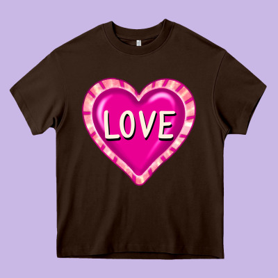 Valentine's Day Hearts Heavy Core Tee Designed By Fadigitalartstudio