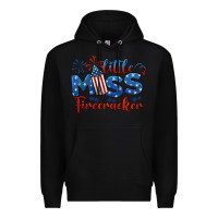 Black little miss firecracker 4th of july Premium Hoodie - BarkalooDesign