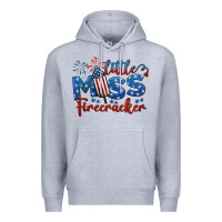 Heather Grey little miss firecracker 4th of july Premium Hoodie - BarkalooDesign
