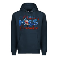 Navy little miss firecracker 4th of july Premium Hoodie - BarkalooDesign