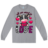 Heather Grey All We Need İs Moo Love Long Sleeve Tee - SublimationCraftShop