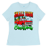 Baby Blue Small town Christmas Ladies Tee - CowhideDigitalArt