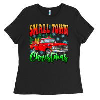 Black Small town Christmas Ladies Tee - CowhideDigitalArt