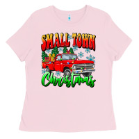 Bubblegum Pink Small town Christmas Ladies Tee - CowhideDigitalArt