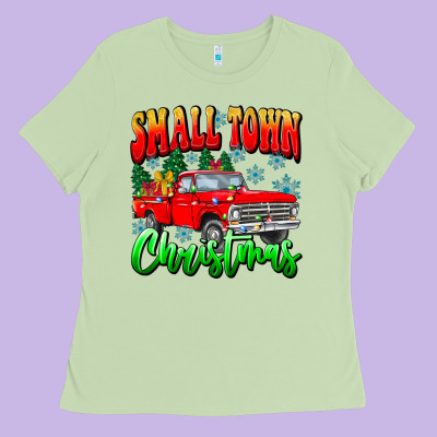 Small Town Christmas Ladies Tee Designed By Cowhidedigitalart