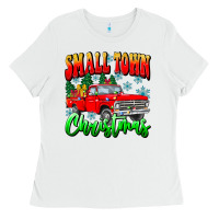White Small town Christmas Ladies Tee - CowhideDigitalArt